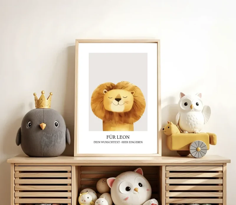 Personalisiertes Kinder Poster mit Namen - Namensbild mit Tierauswahl