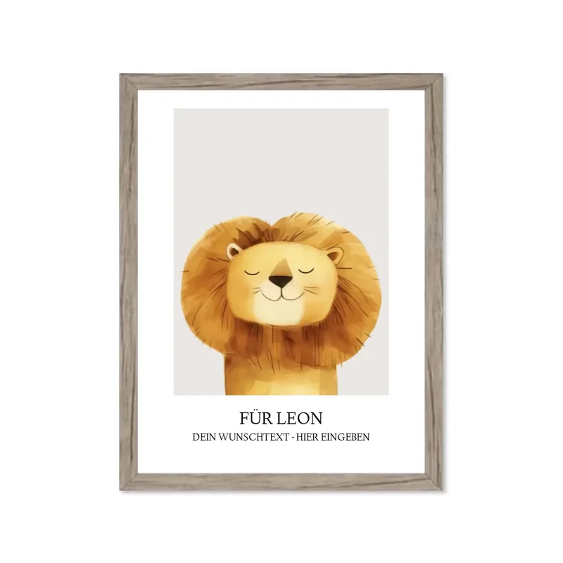 Personalisiertes Kinder Poster mit Namen - Namensbild mit Tierauswahl