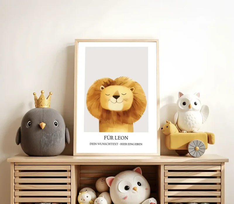 Personalisiertes Kinder Poster mit Namen - Namensbild mit Tierauswahl