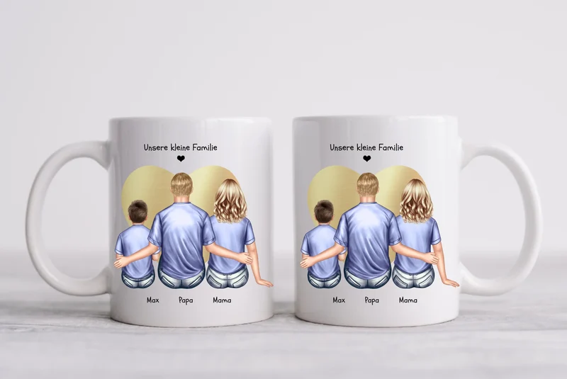 Familie Geschenk Papa, Geschenk Mama - Personalisierte Tasse Vatertag - Muttertag - Geburtstagsgeschenk - Weihnachtsgeschenk Familie mit Kind
