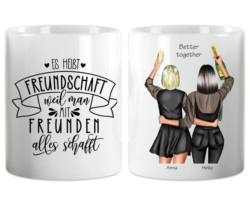 2 Beste Freundinnen Tasse - Geburtstagsgeschenk, Weihnachtsgeschenk