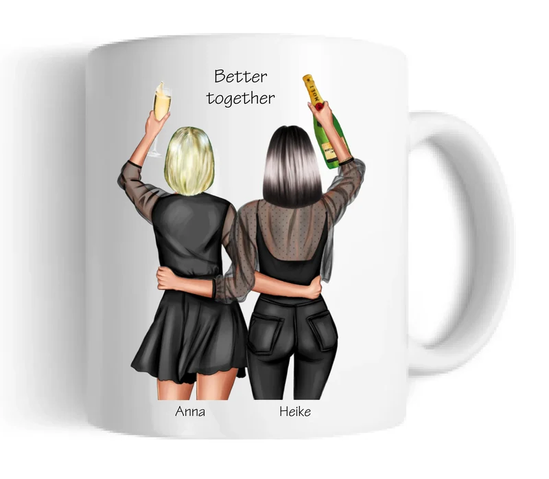 2 Beste Freundinnen Tasse - Geburtstagsgeschenk, Weihnachtsgeschenk