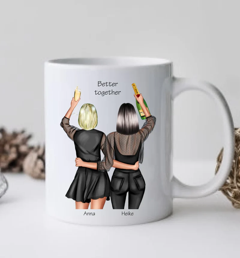 2 Beste Freundinnen Tasse - Geburtstagsgeschenk, Weihnachtsgeschenk