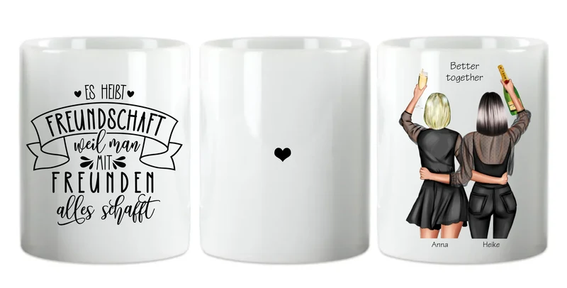 2 Beste Freundinnen Tasse - Geburtstagsgeschenk, Weihnachtsgeschenk