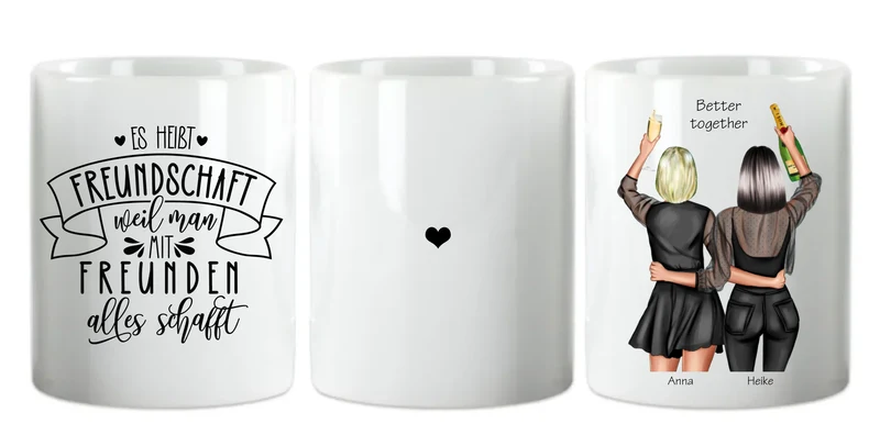 2 Beste Freundinnen Tasse - Geburtstagsgeschenk, Weihnachtsgeschenk