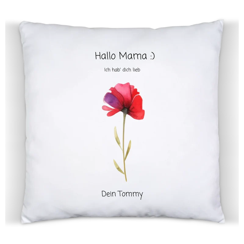 Personalisiertes Blumen Kissen Geschenk für Mama oder Papa zum Muttertag, Vatertag & Geburtstag