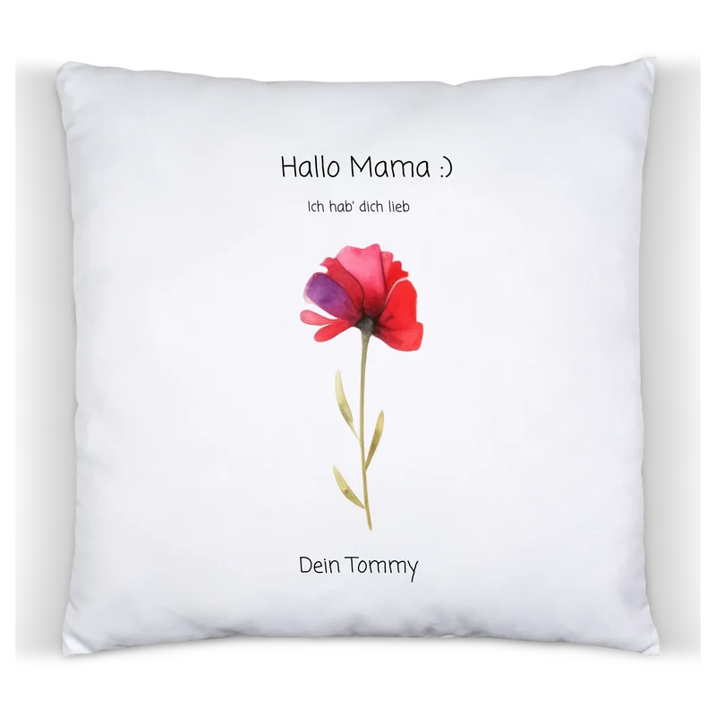 Personalisiertes Blumen Kissen Geschenk für Mama oder Papa zum Muttertag, Vatertag & Geburtstag