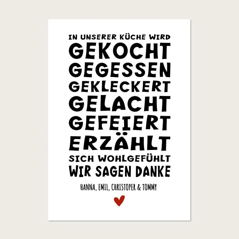"In unserer Küche" Personalisiertes Küchenposter Sprücheposter | Zeitraum-Kunstdruck 2