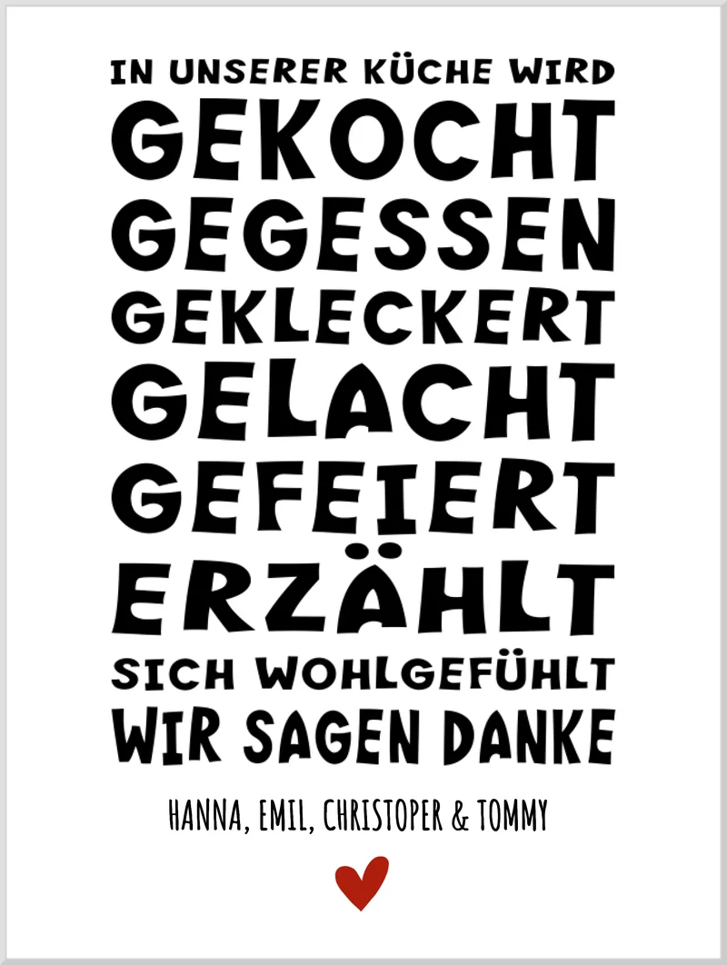 "In unserer Küche" Personalisiertes Küchenposter Sprücheposter | Zeitraum-Kunstdruck 2