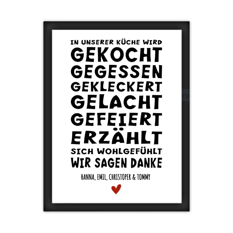 "In unserer Küche" Personalisiertes Küchenposter Sprücheposter | Zeitraum-Kunstdruck 2