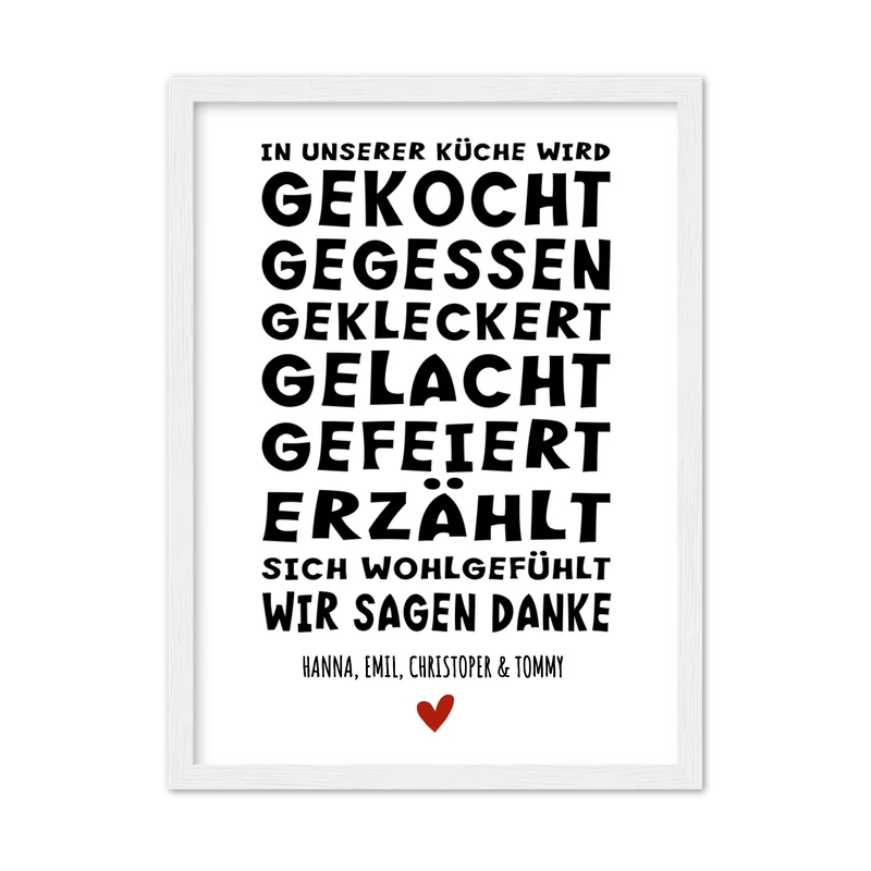"In unserer Küche" Personalisiertes Küchenposter Sprücheposter | Zeitraum-Kunstdruck 2