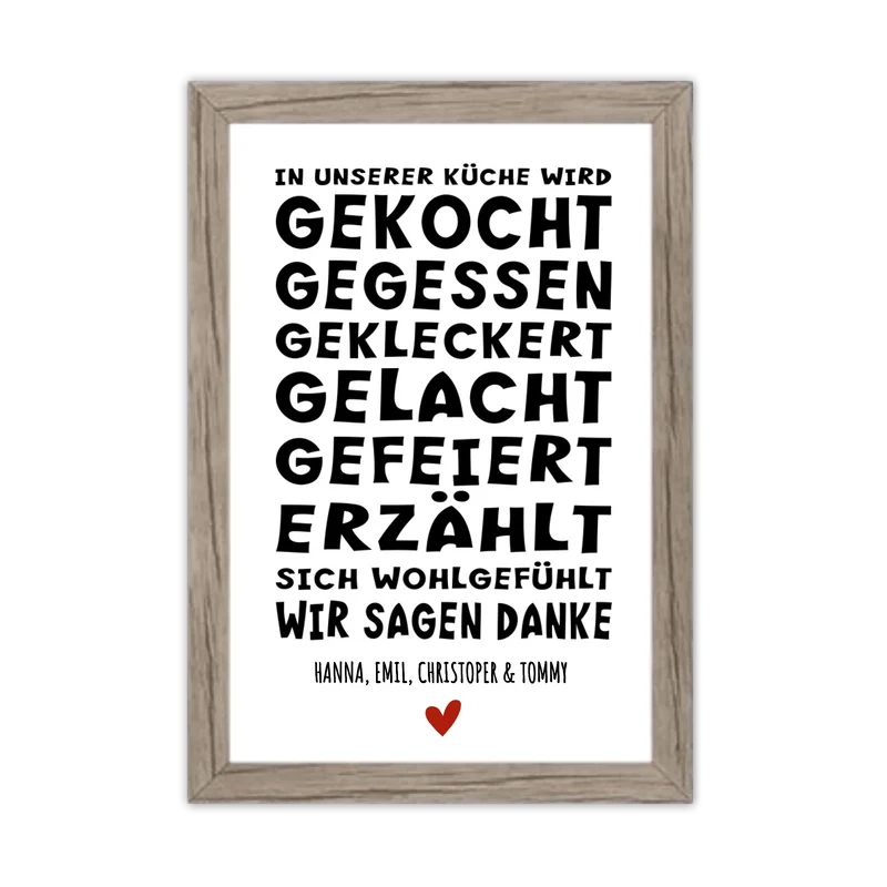 "In unserer Küche" Personalisiertes Küchenposter Sprücheposter | Zeitraum-Kunstdruck 2