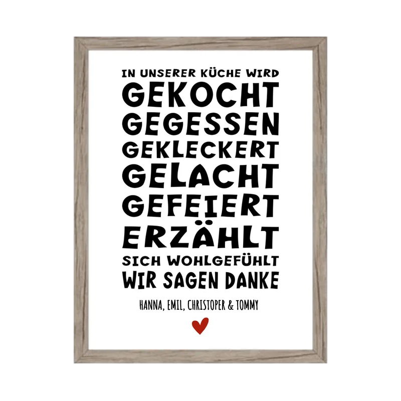 "In unserer Küche" Personalisiertes Küchenposter Sprücheposter | Zeitraum-Kunstdruck 2