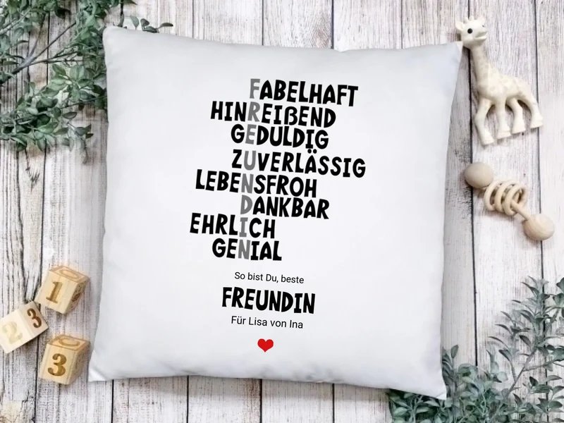 "Beste Freundin" Definition | Personalisiertes Kissen Geburtstagsgeschenk | von Zeitraum-Kunstdruck