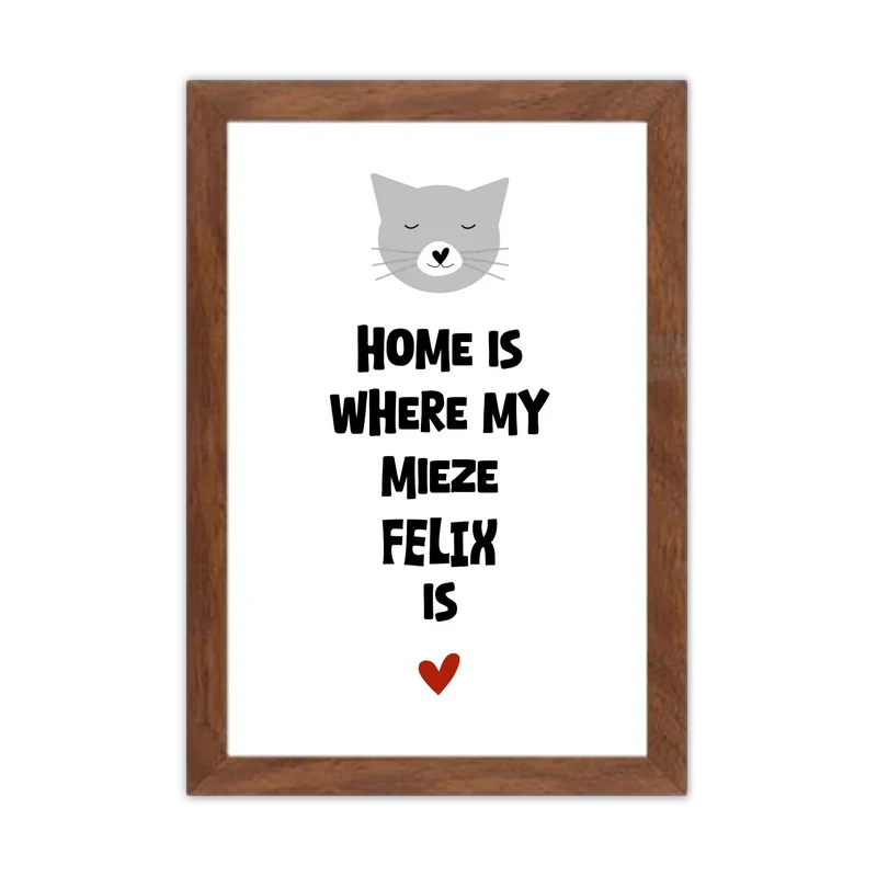 "Home is where my cat is" Katzenposter personalisiert - Geburtstagsgeschenk & Weihnachtsgeschenk - Zeitraum-Kunstdruck