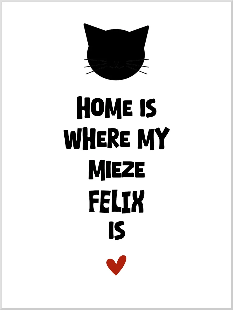 "Home is where my cat is" Katzenposter personalisiert - Geburtstagsgeschenk & Weihnachtsgeschenk - Zeitraum-Kunstdruck2