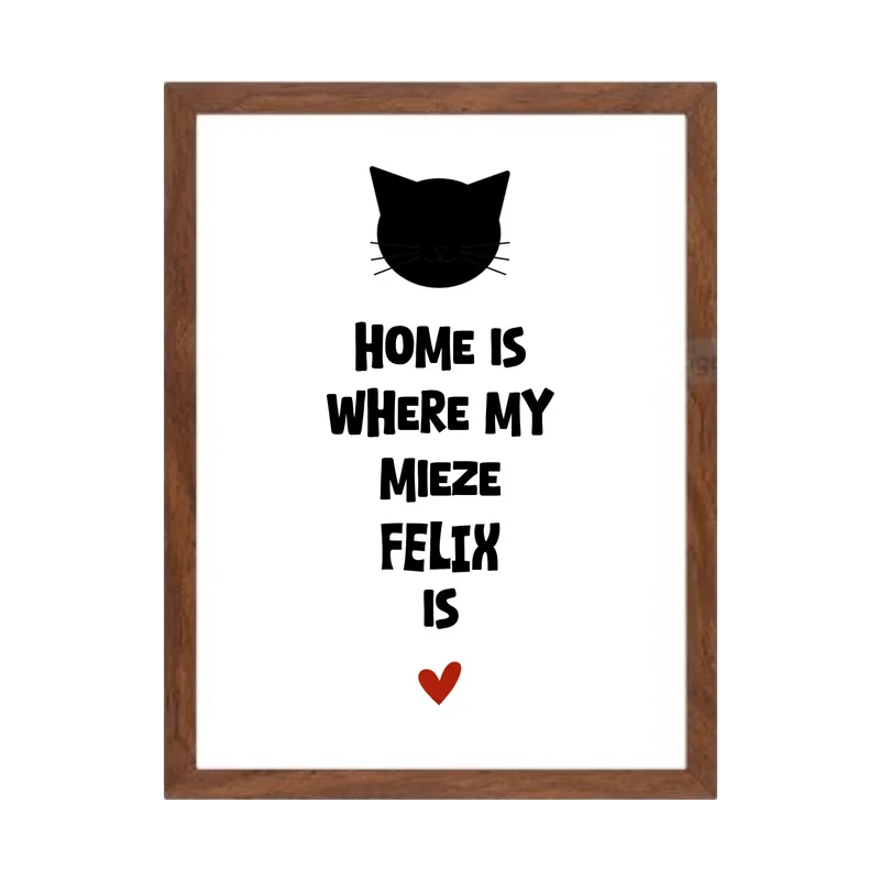 "Home is where my cat is" Katzenposter personalisiert - Geburtstagsgeschenk & Weihnachtsgeschenk - Zeitraum-Kunstdruck2