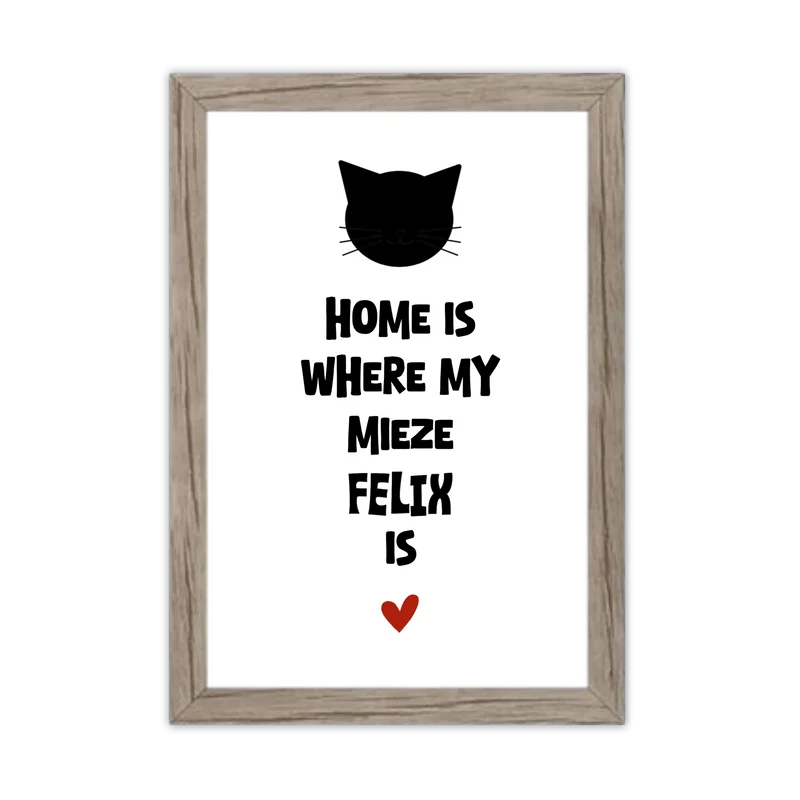 "Home is where my cat is" Katzenposter personalisiert - Geburtstagsgeschenk & Weihnachtsgeschenk - Zeitraum-Kunstdruck2