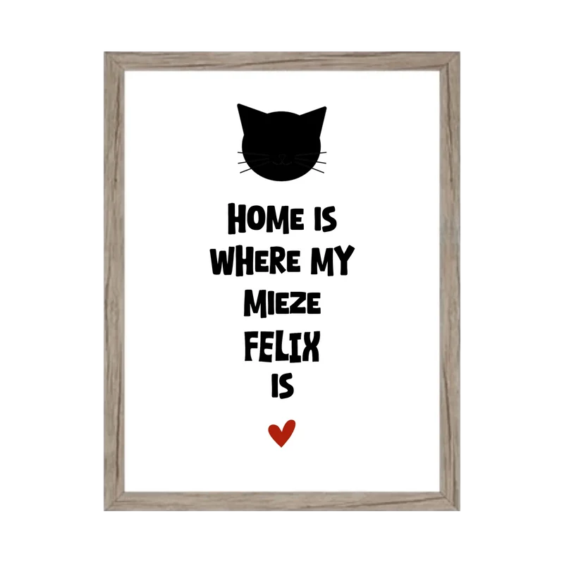 "Home is where my cat is" Katzenposter personalisiert - Geburtstagsgeschenk & Weihnachtsgeschenk - Zeitraum-Kunstdruck2