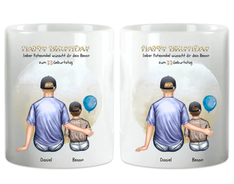 Geburtstagsgeschenk an Patenonkel von Patenkind Mädchen / Junge Tasse pesonalisiert