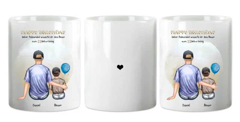 Geburtstagsgeschenk an Patenonkel von Patenkind Mädchen / Junge Tasse pesonalisiert
