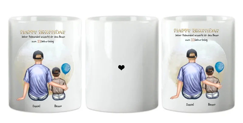 Geburtstagsgeschenk an Patenonkel von Patenkind Mädchen / Junge Tasse pesonalisiert