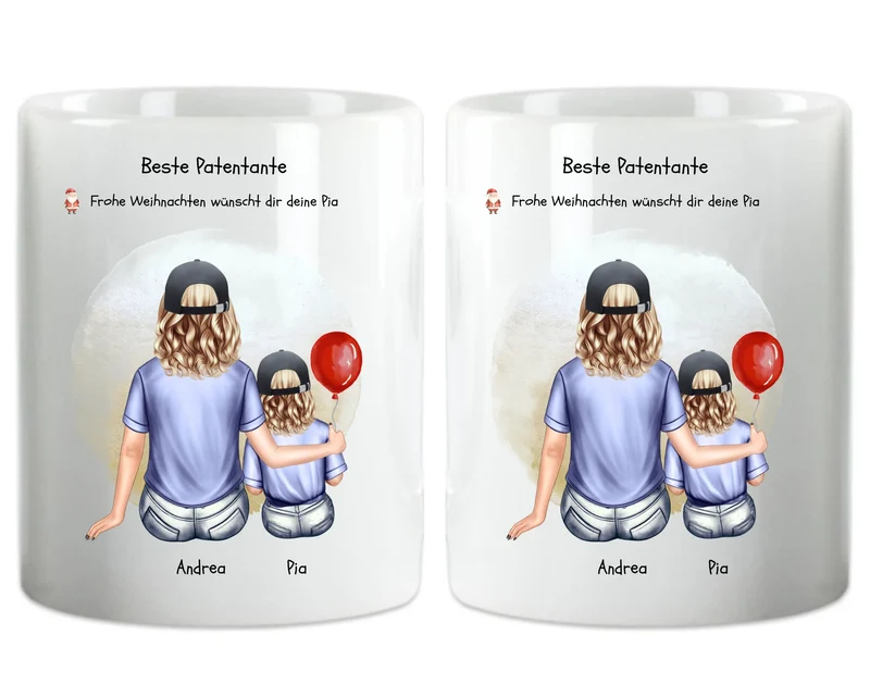 Weihnachtsgeschenk Patentante mit Patenkind Mädchen / Junge Dekokissen personalisiert