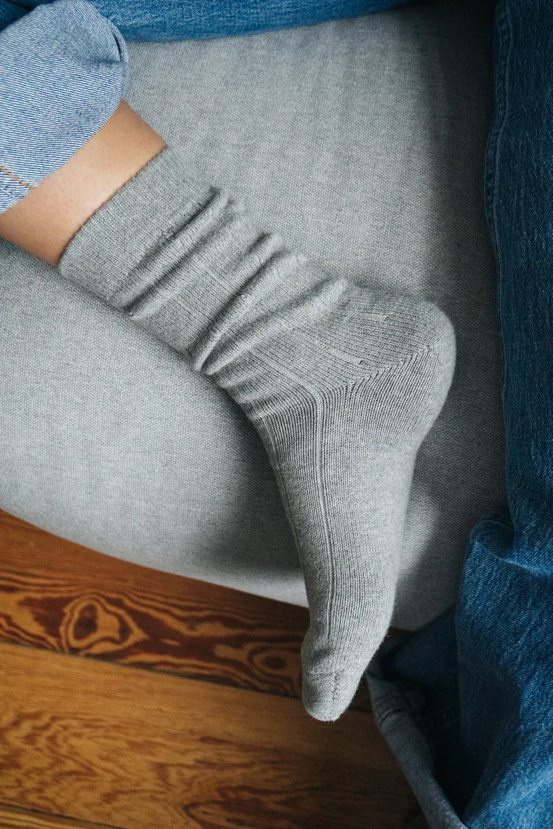 2 Paar Grobstricksocken Bio-Baumwolle Hellgrau