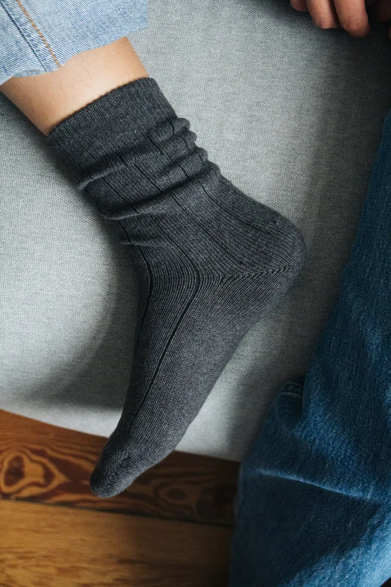 2 Paar Grobstricksocken Bio-Baumwolle Anthrazit