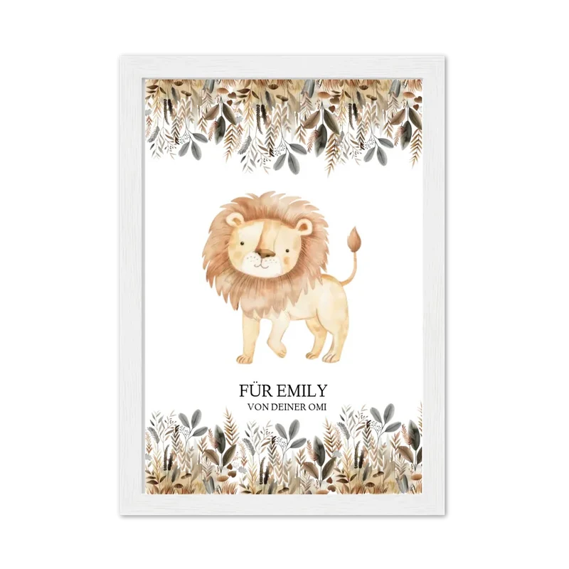 Kinderposter Namenspostet Wandbild Kinderzimmer Mädchen / Junge Dschungeltiere