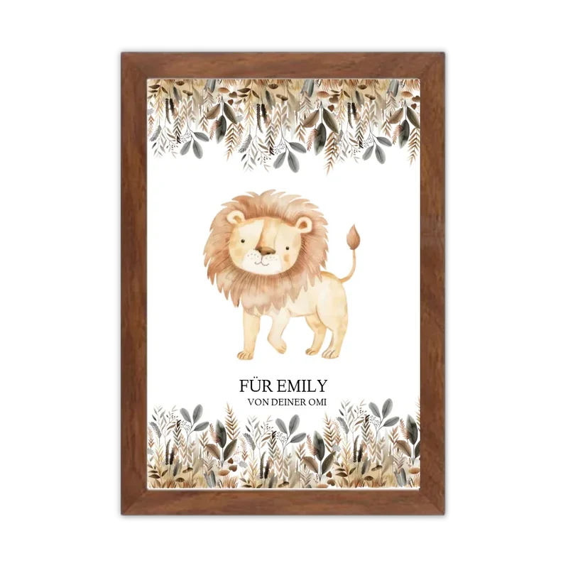 Kinderposter Namenspostet Wandbild Kinderzimmer Mädchen / Junge Dschungeltiere