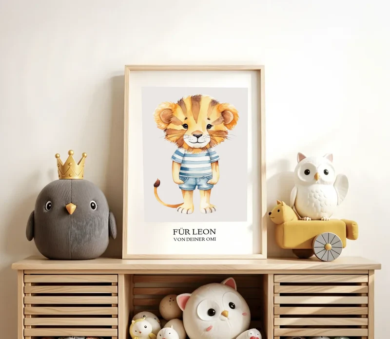 Personalisiertes Poster Kinderzimmer kleiner Löwe - Kinderzimmereinrichtung