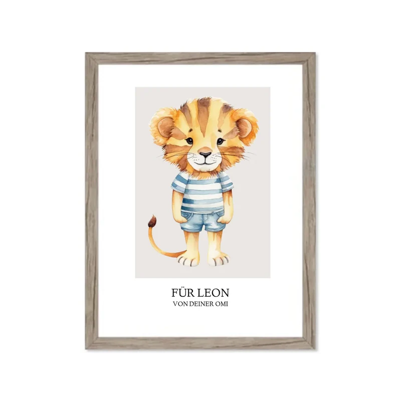 Personalisiertes Poster Kinderzimmer kleiner Löwe - Kinderzimmereinrichtung