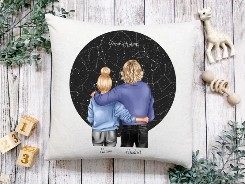 Personalisiertes Geschenk für Paar, Freund / Freundin / Partner Partner Deko Kissen Sternenkarte