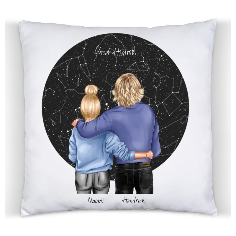 Personalisiertes Geschenk für Paar, Freund / Freundin / Partner Partner Deko Kissen Sternenkarte