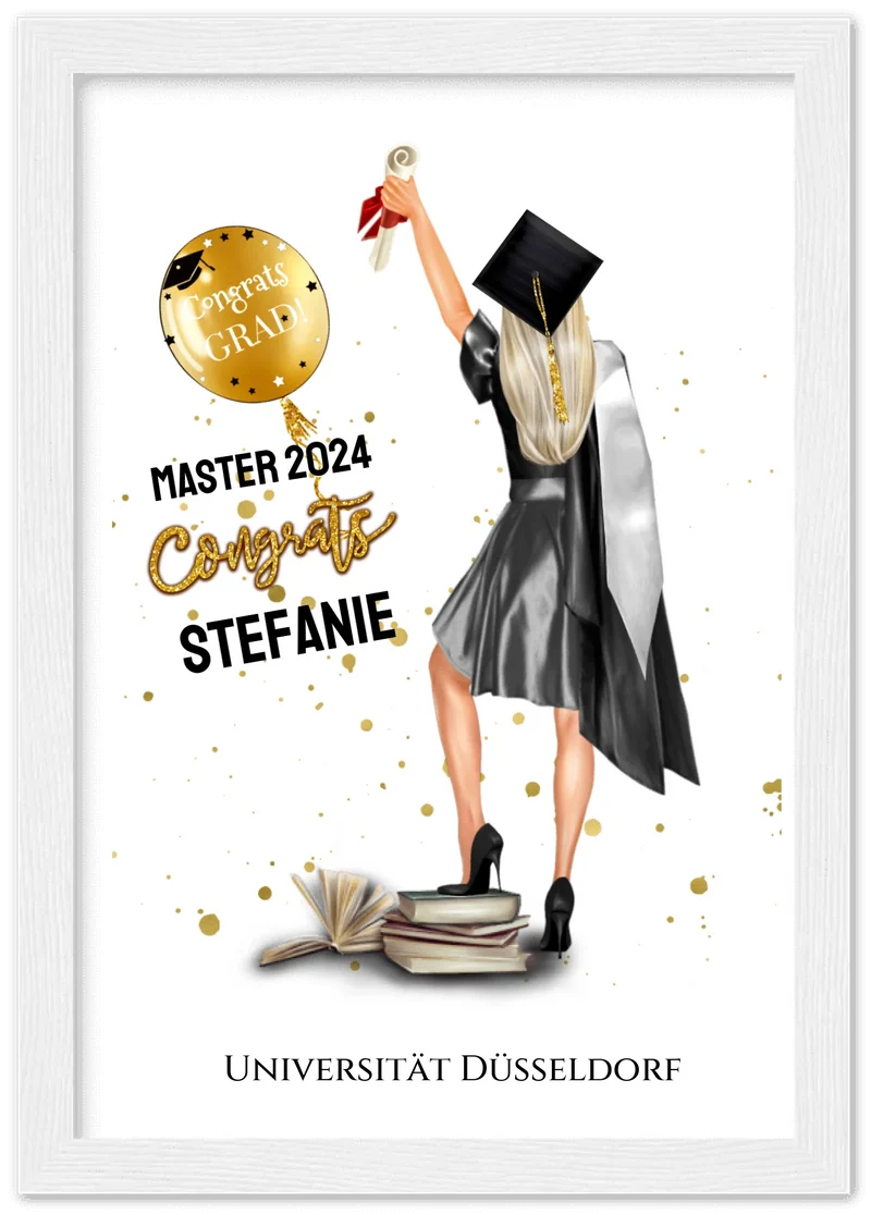 Abschlussgeschenk personalisiertes Poster Geschenk Bachelor - Geschenk Master - Geschenk Abitur - Schulabschluss Mädchen, Frau