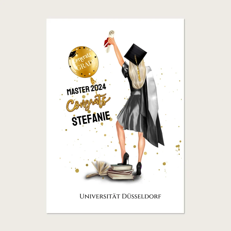 Abschlussgeschenk personalisiertes Poster Geschenk Bachelor - Geschenk Master - Geschenk Abitur - Schulabschluss Mädchen, Frau