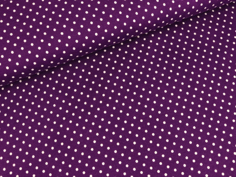 Reststück 70cm - Baumwolljersey Jerseydots violett-weiß