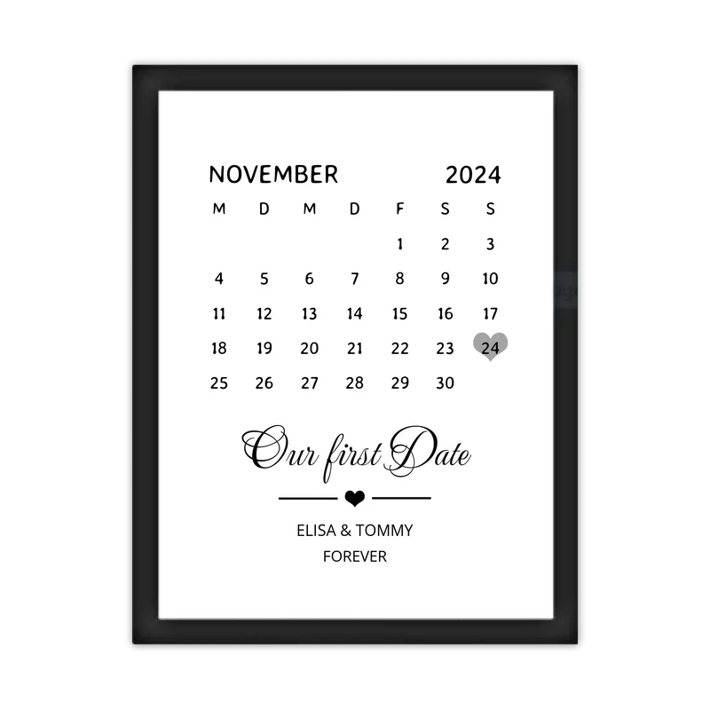 "OUR FIRST DATE" Kalenderposter für Paare | Geschenk Valentinstag | Hochzeitstag | Jahrestag
