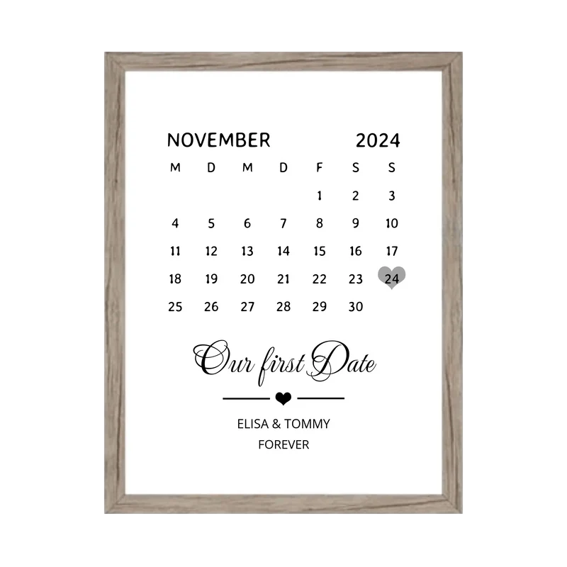 "OUR FIRST DATE" Kalenderposter für Paare | Geschenk Valentinstag | Hochzeitstag | Jahrestag