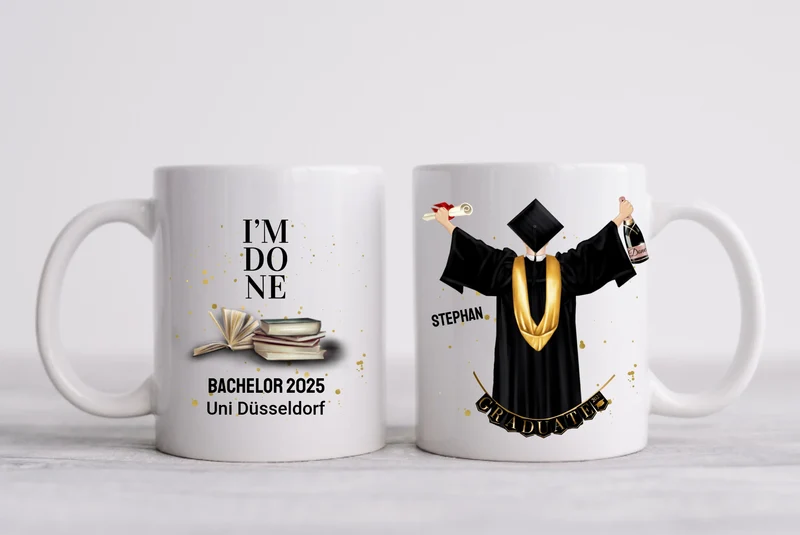 Personalisierte Tasse Geschenk Schulabschluß Mann, Bachelor, Master, Doktor, PromotionAbitur, Abi, Berufsausbildung