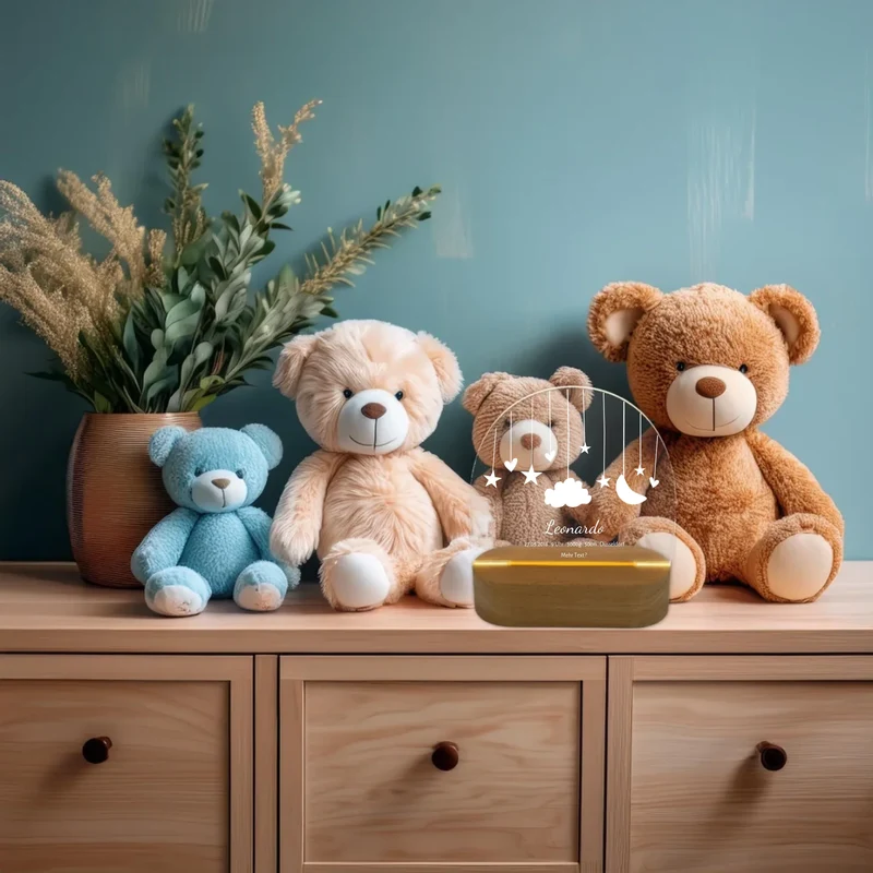 Geburtsanzeige personalisiert Baby LED Nachtlicht "Mond & Sterne" | Geburtsgeschenk & Taufgeschenk