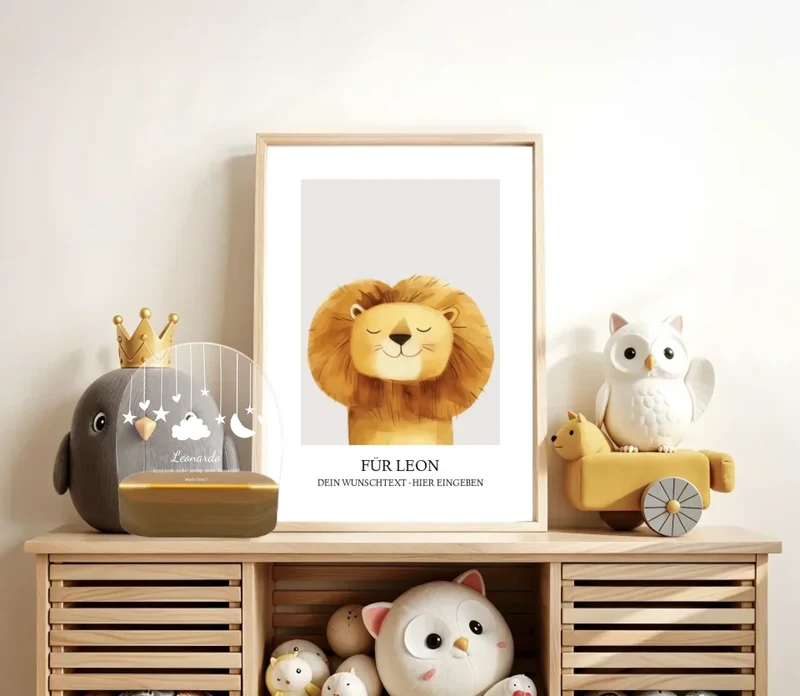 Geburtsanzeige personalisiert Baby LED Nachtlicht "Mond & Sterne" | Geburtsgeschenk & Taufgeschenk