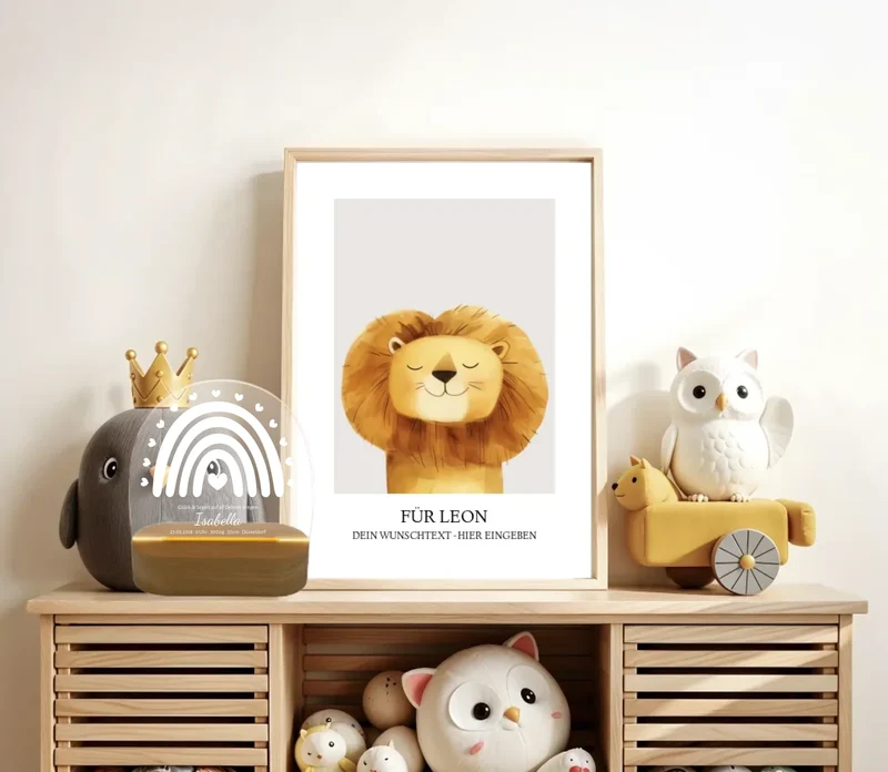 Geburtsanzeige personalisiert Baby LED Nachtlicht Regenbogen | Geburtsgeschenk & Taufgeschenk