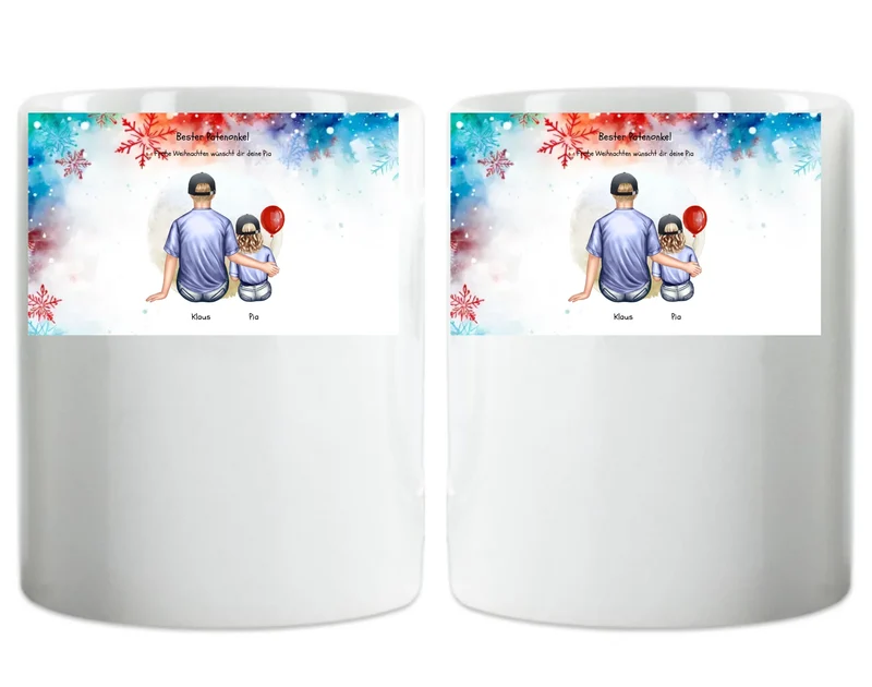Geschenk Patenonkel mit Patenkind Mädchen Tasse pesonalisiert, Weihnachtsgeschenk Geburtstagsgeschenk