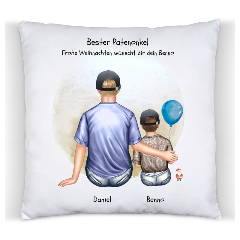 Weihnachtsgeschenk Geschenk Patenonkel mit Patenkind Junge / Mädchen Kissen, Geburtstagsgeschenk