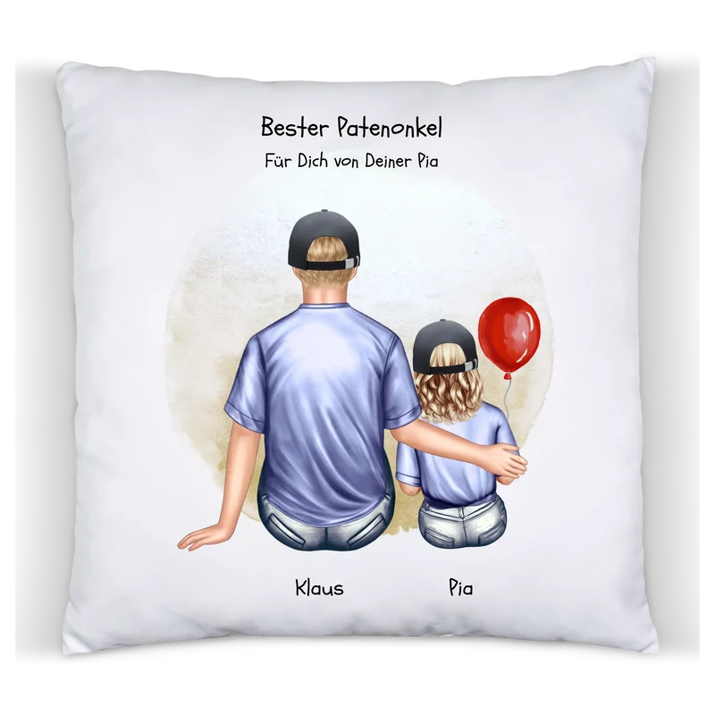 Geschenk Patenkind an Patenonkel Mädchen / Junge Kissen, Geburtstagsgeschenk