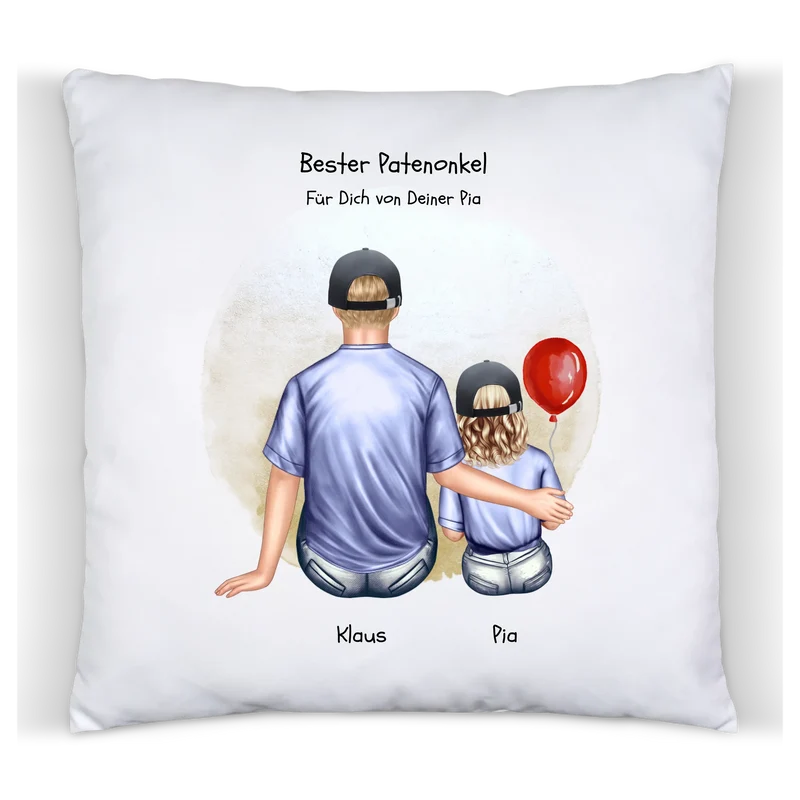 Geschenk Patenkind an Patenonkel Mädchen / Junge Kissen, Geburtstagsgeschenk