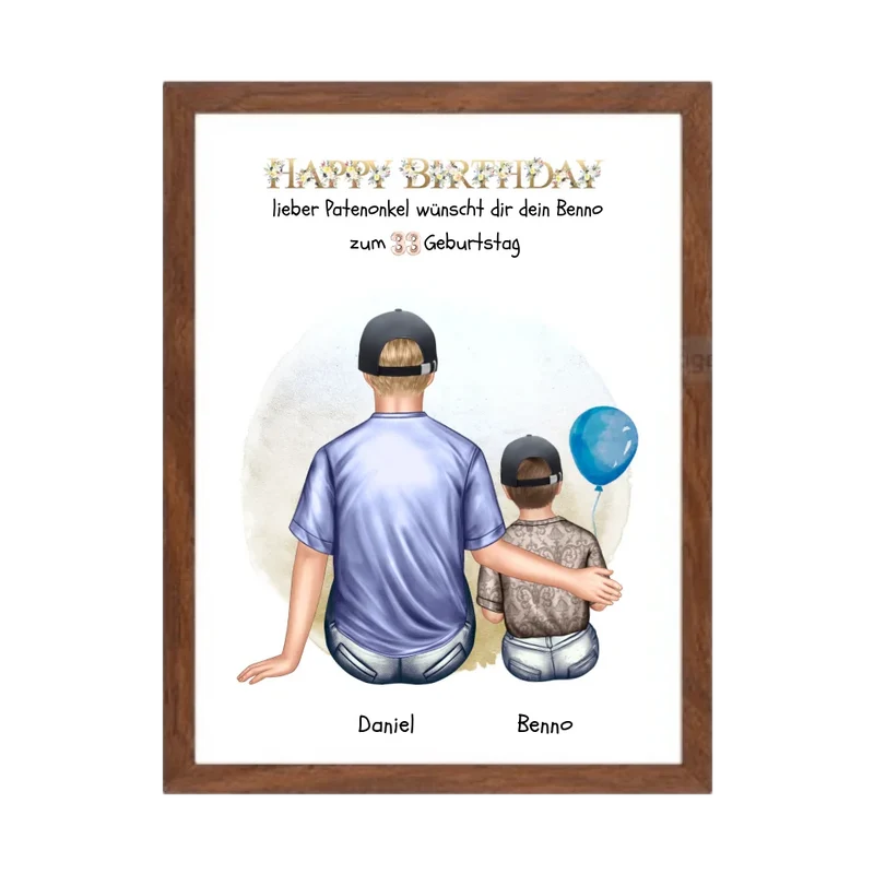 Geburtstagsgeschenk Patenonkel mit Patenkind Junge / Mädchen Poster, Leinwandbild