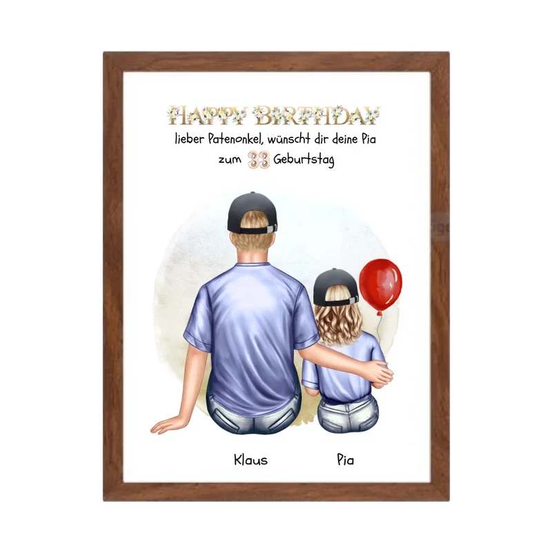 Geburtstagsgeschenk Patenonkel mit Patenkind Mädchen / Junge Poster, Leinwandbild - Weihnachtsgeschenk